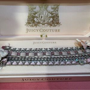 Vintage Juicy Couture Silver and Pink Bracelet